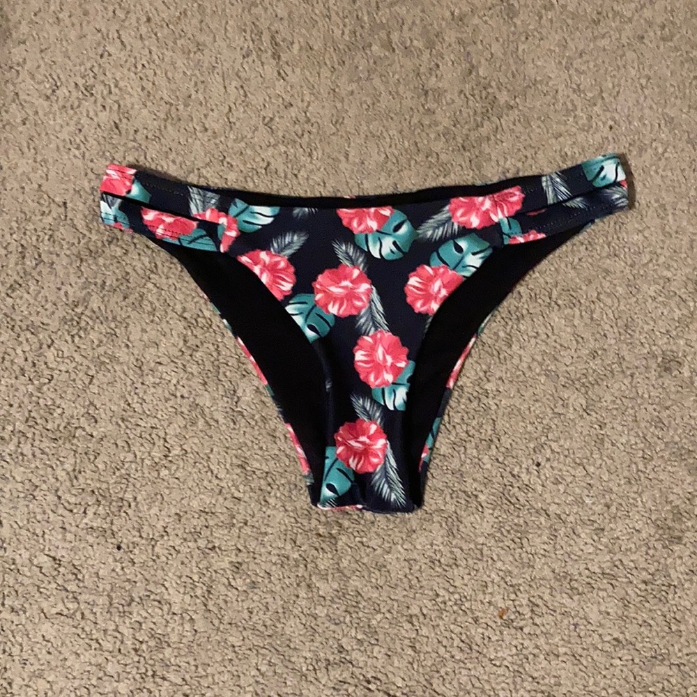 Black floral bikini bottoms